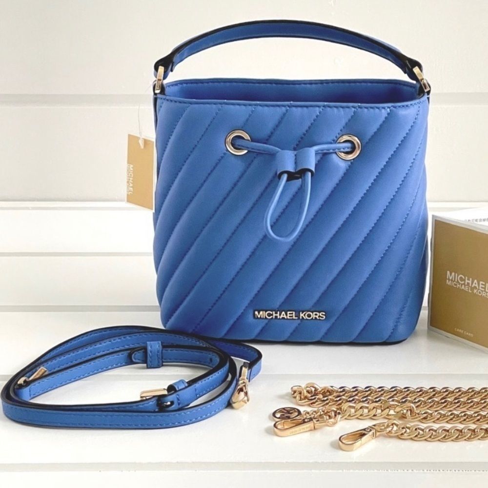 Michael Kors Suri Quilted Bucket Crossbody Bag NWT With Leather And Chain Strap